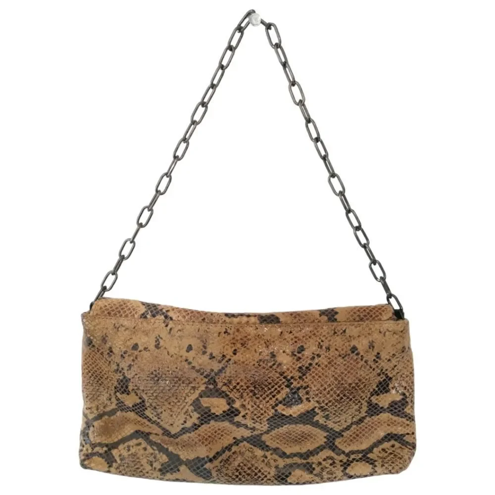 Y2K Animal Print Shoulder Bag Handbag Purse Italy Chain Fringe Leather Biker - Picture 12 of 16